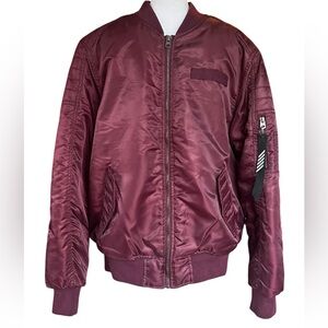 Southpole MA-1 Bomber Jacket Burgundy Quilted Mens M Streetwear Flight